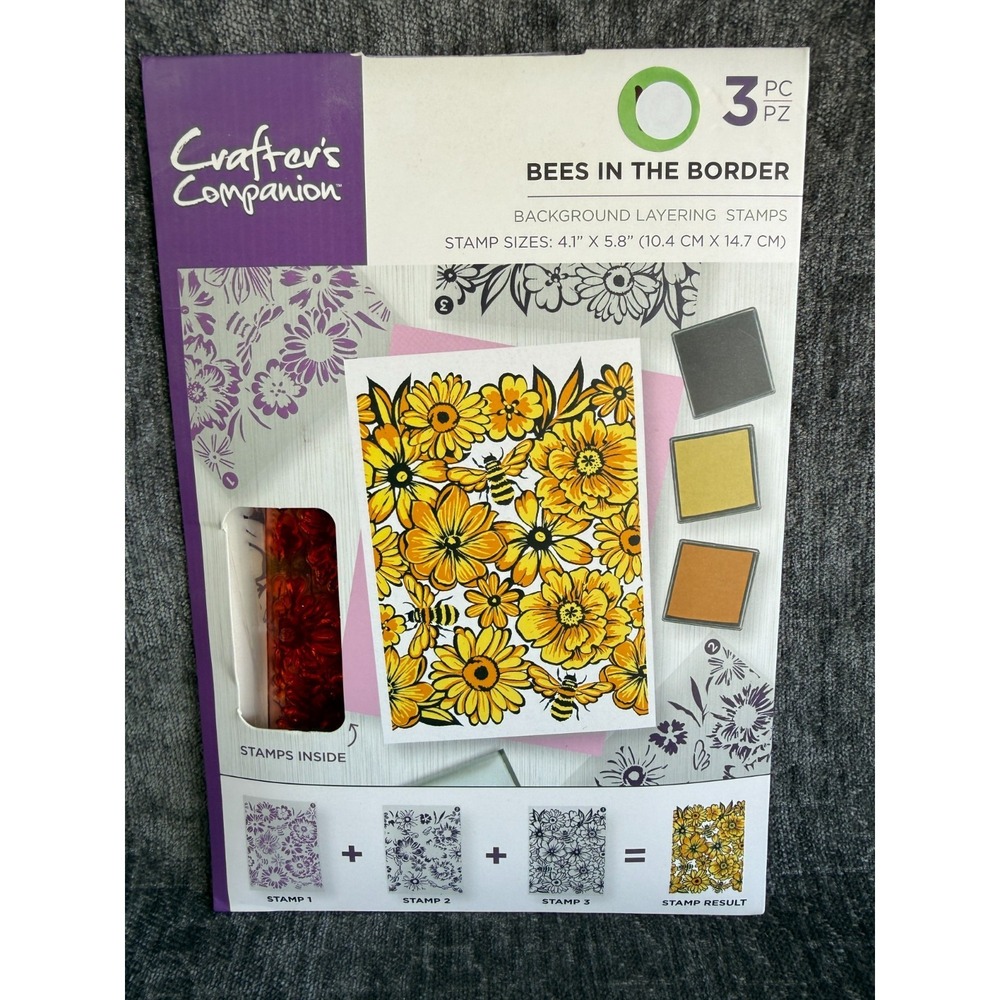 Crafters Companion Bees In The Border Background Layering Stamps